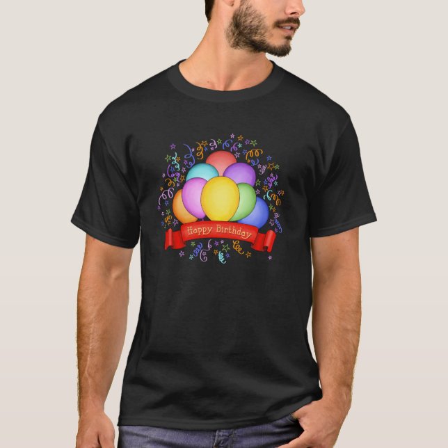 Joyeux T-shirt homme à ballons d'anniversaire (Devant)