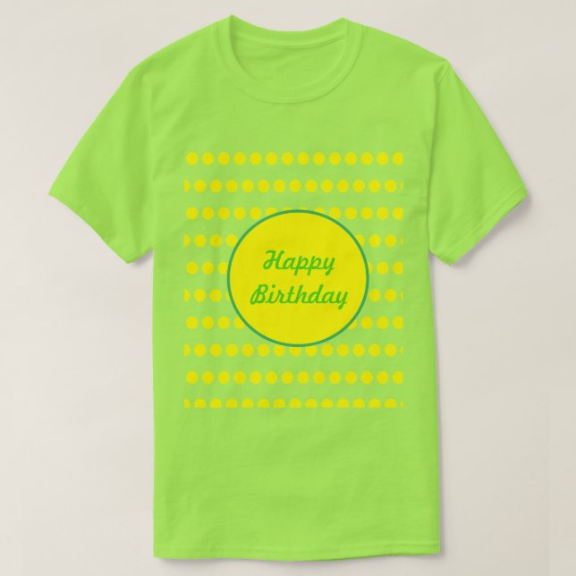Joyeux T-shirt Polka Dot Anniversaire (Neon Green) (Design devant)