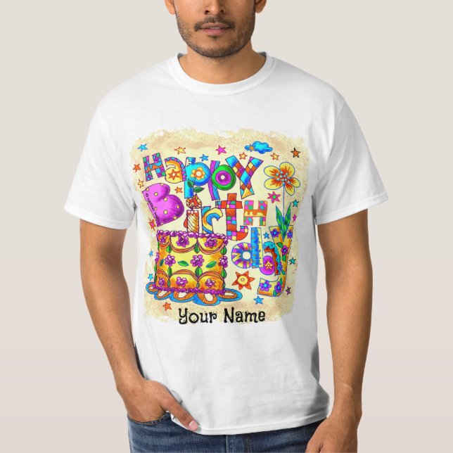 Joyeux t-shirts d'anniversaire du gâteau d'anniver (Devant)