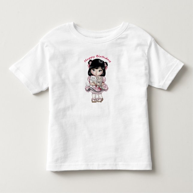Joyeux T-Shirts d'anniversaire pour filles bébés. (Devant)