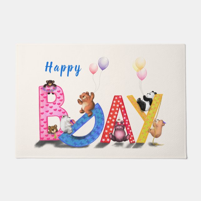 Joyeux tapis de portes d'anniversaire (Devant)