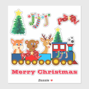 Joyeux train de Noël Autocollants en vinyle coupé 