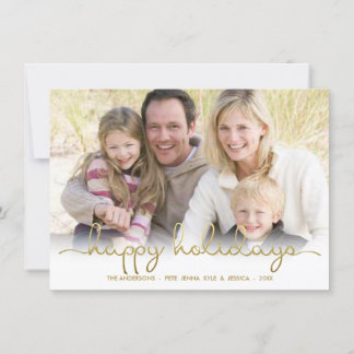 Joyeux Vacances Gold Script Lettrer Carte photo