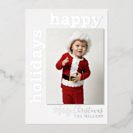 Joyeux vacances Silver Foil Carte photo de vacance
