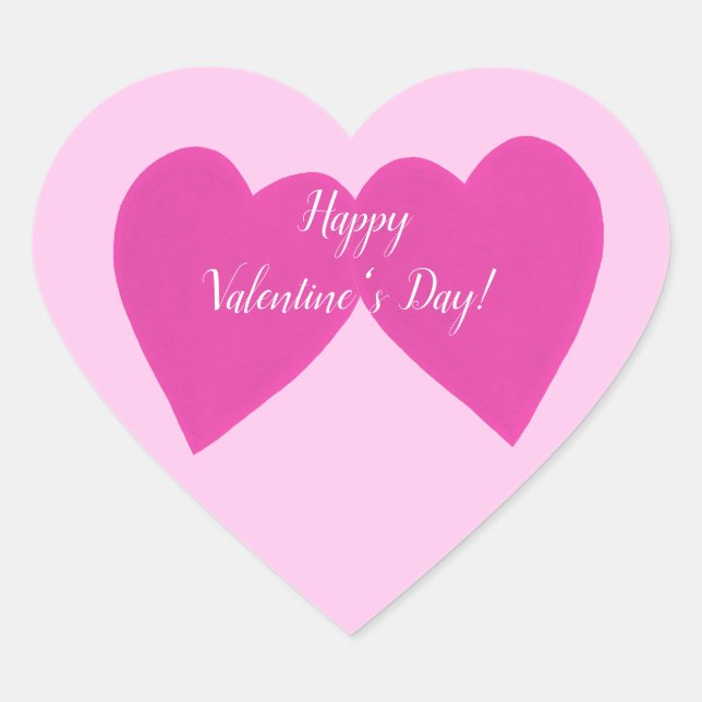 Joyeux Valentines Jour Deux Coeurs Rose Stickers (Devant)
