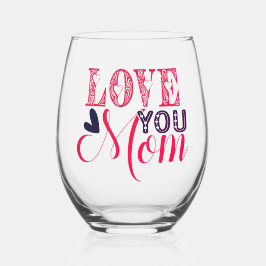 Joyeux verre de vin cadeau de la Fête des Mères, s