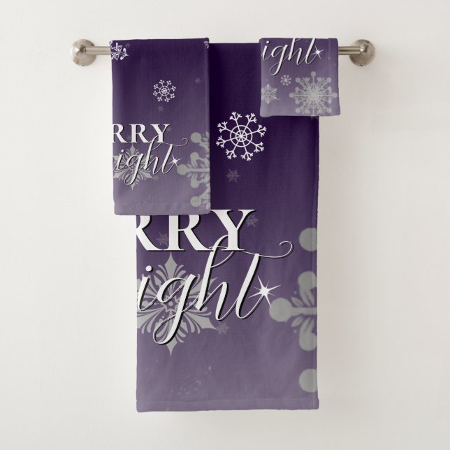 Joyeux violet et flocons de neige brillants Noël (En situation)