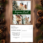 Joyeux Weihnachten 3 Foto<br><div class="desc">Diese fabelhafte 3-Foto-Urlaubspostkarte mit "Joyeux Weihnachten!" in einem modernen Script-Schriftart und Ihrem Familiennamen und Jahr in einem sauberen,  klassischen -Schriftart in Weiß auf dunkelgrün ist ideal für den Versand an Ihre Familie und Freunde. Jeder wird Liebe bekommen neue Fotos Ihrer Familie! Die Urlaubsnachricht ist anpassbar.</div>