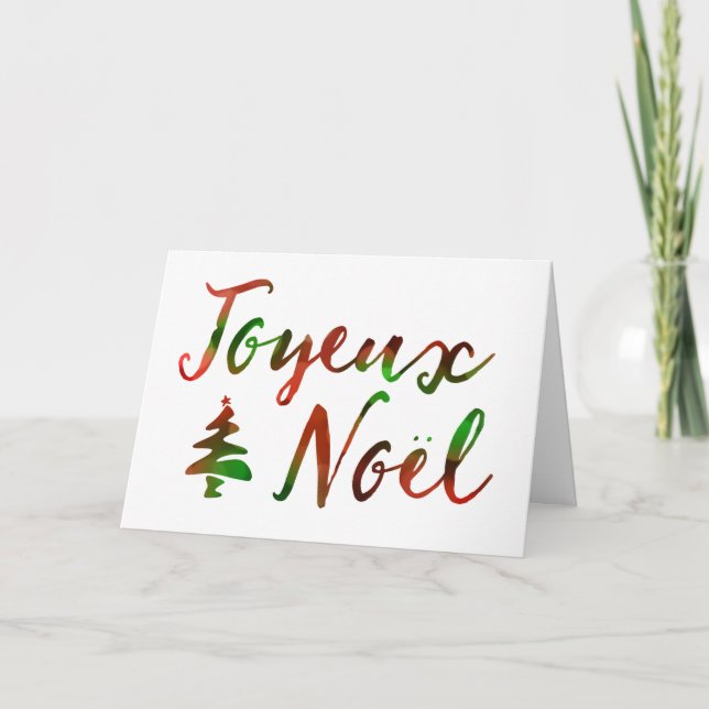 Joyeux-Weihnachten-Buchse Feiertagskarte (Vorderseite)