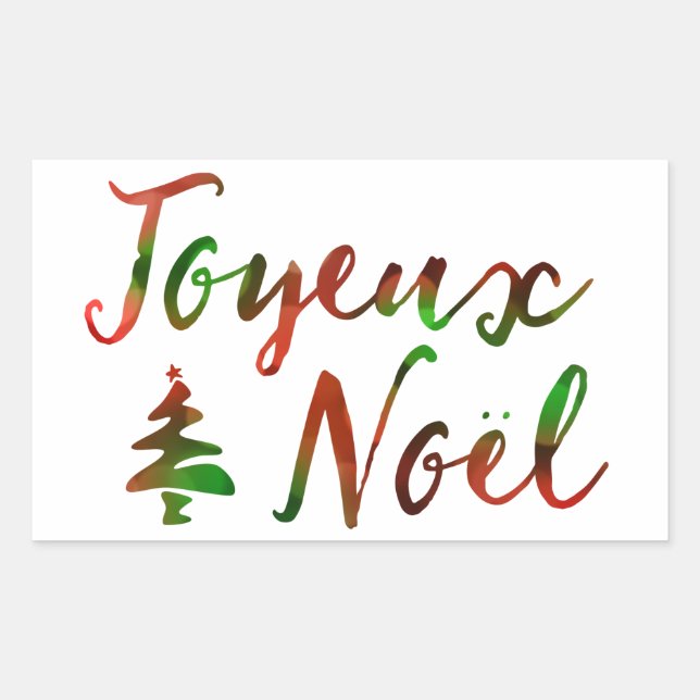 Joyeux-Weihnachten-Buchse Rechteckiger Aufkleber (Vorderseite)