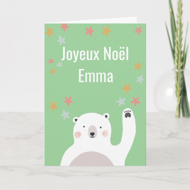 Joyeux Weihnachten Carte de Noël avec unser polair (Vorderseite)