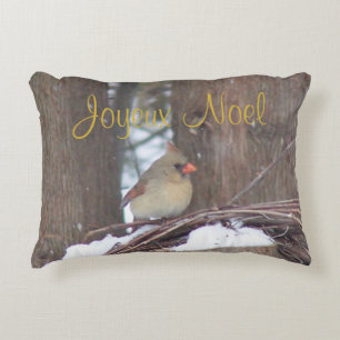 Joyeux Weihnachten Designer Bird Pillow Zierkissen