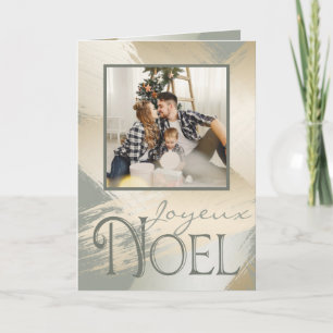 Joyeux Weihnachten Fotokarte Moderne Goldene Pinse Karte