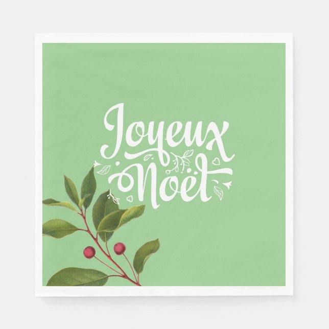 Joyeux Weihnachten Französisch Frohe Weihnachten R Serviette (Vorderseite)