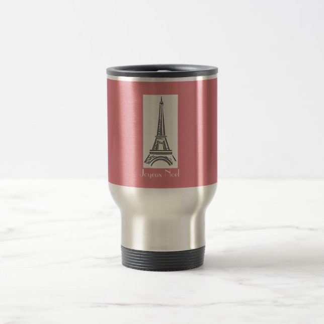 Joyeux Weihnachten Französisch Weihnachten Pink Ei Reisebecher (Mittel)