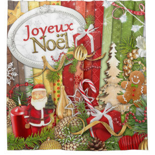 Joyeux Weihnachten (französische frohe Duschvorhang
