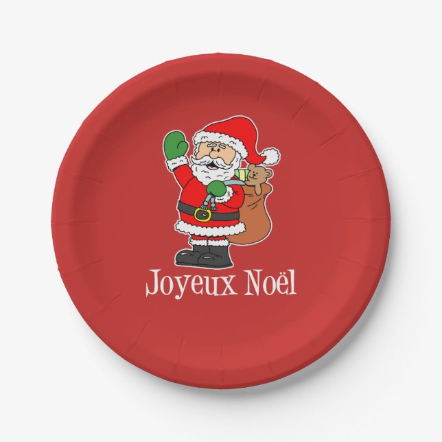 Joyeux Weihnachten Französischer Weihnachtsmann (O Pappteller (Vorderseite)