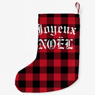 Joyeux Weihnachten French Red Buffalo Karo Kleiner Weihnachtsstrumpf
