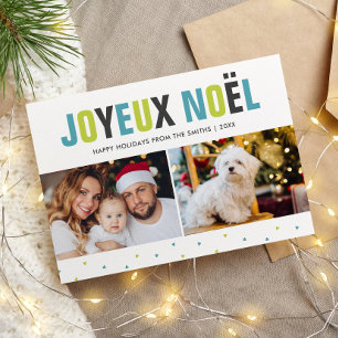 "Joyeux Weihnachten" Frische und farbenfrohe Weihn Feiertagskarte