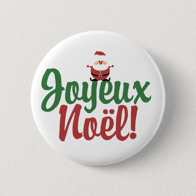 Joyeux Weihnachten Frohe Weihnachten Button (Vorderseite)