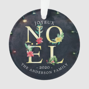 Joyeux Weihnachten Frohe Weihnachten Poinsettia Fo Ornament