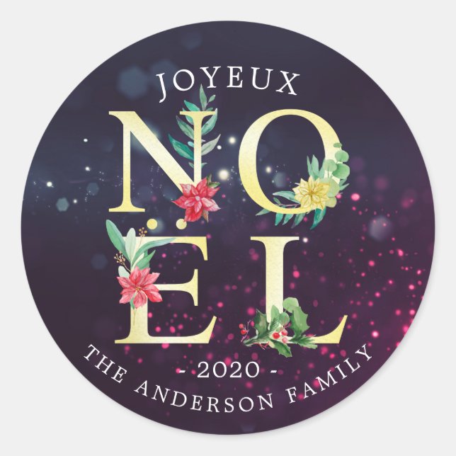 Joyeux Weihnachten Frohe Weihnachtswünsche Neues J Runder Aufkleber (Vorderseite)