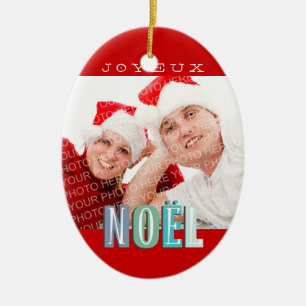 Joyeux Weihnachten funky blau schimmernd Weihnacht Keramik Ornament