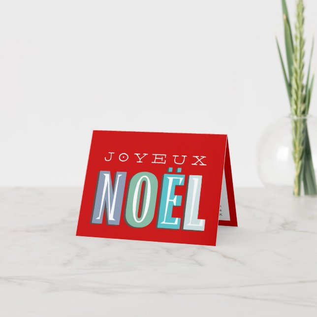 Joyeux Weihnachten funky blauen, schicken Weihnach (Vorderseite)