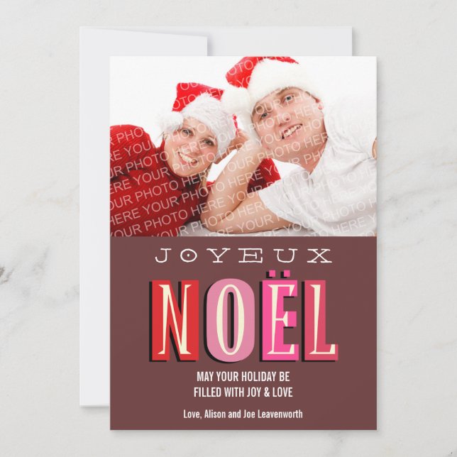 Joyeux Weihnachten funky rosa rosa Chic Weihnachts (Vorderseite)