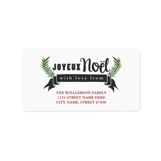 Joyeux Weihnachten Holiday Address Labels Adressaufkleber (Vorne)