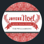 Joyeux Weihnachten Holiday-Geschenkartikel Aufkleb Runder Aufkleber<br><div class="desc">Ideal für Umschlag Aufkleber,  Geschenketiketten und Favoriten!</div>
