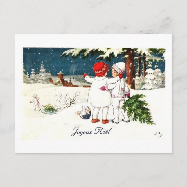Joyeux Weihnachten Kinder Xmas Karte (Vorderseite)