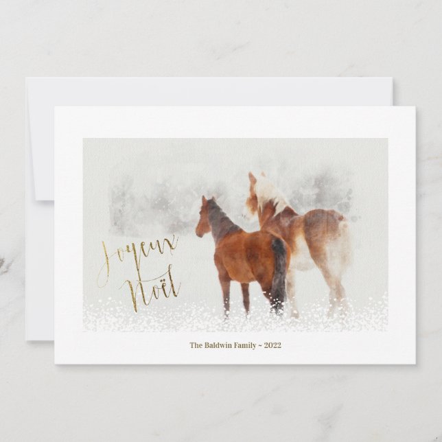 Joyeux Weihnachten Minimal Weihnachtsfotokarte (Vorderseite)