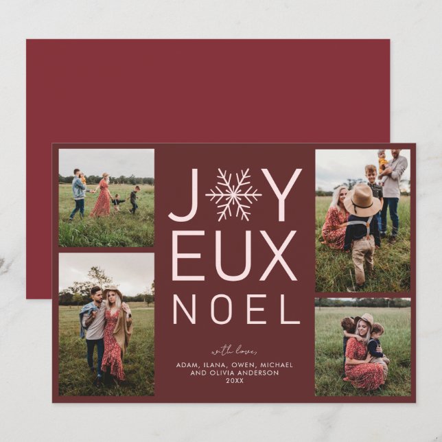 Joyeux Weihnachten Modern Holiday Card Einladung (Vorne/Hinten)