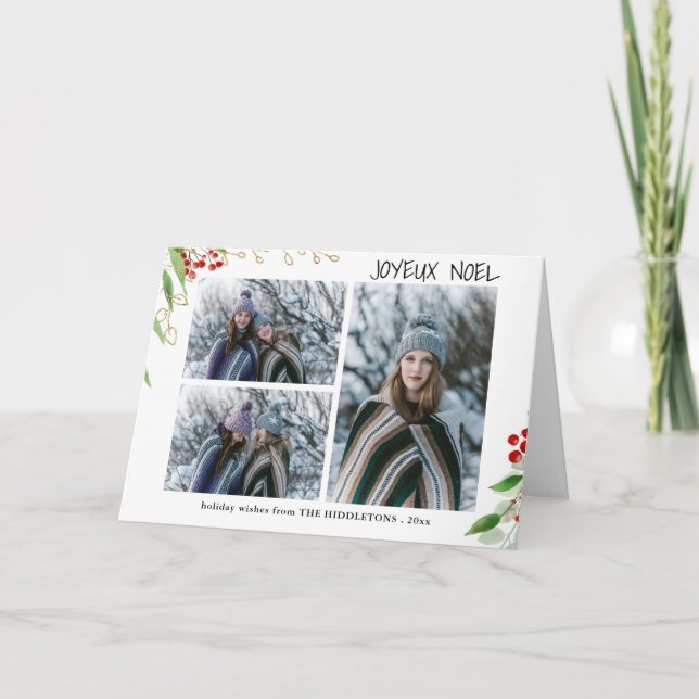 Joyeux Weihnachten Modern Red Gold Berry | Multi-F (Vorderseite)