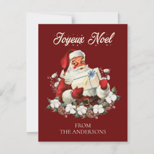 Joyeux Weihnachten Red Christmas Vintag Santa Postkarte