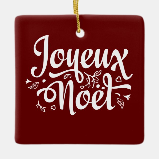 Joyeux Weihnachten Red Keramikornament (Vorderseite)