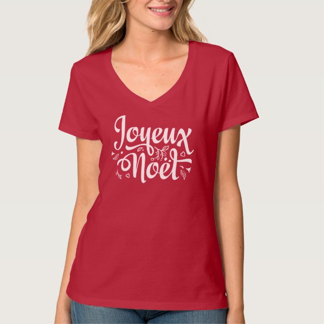 Joyeux Weihnachten Red T-Shirt (Vorderseite)