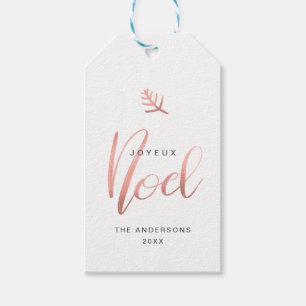 Joyeux Weihnachten Rose Gold Moderner Urlaub Minim Geschenkanhänger