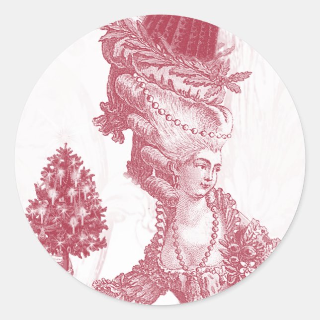 Joyeux-Weihnachten (rouge) Runder Aufkleber (Vorderseite)