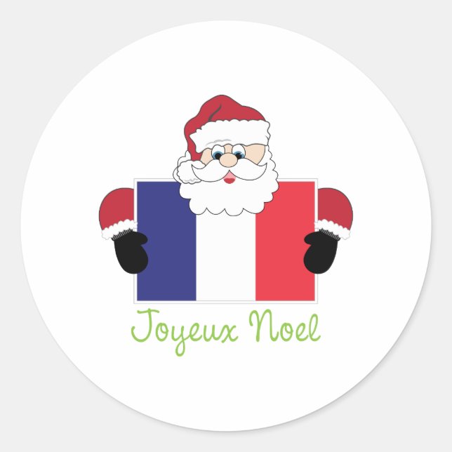 Joyeux Weihnachten Runder Aufkleber (Vorderseite)