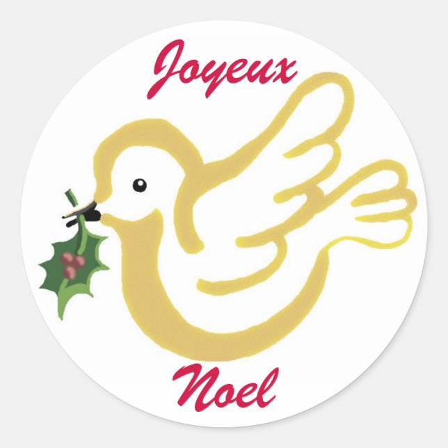 Joyeux Weihnachten Runder Aufkleber (Vorderseite)