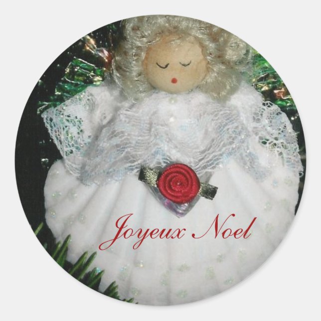 Joyeux Weihnachten Runder Aufkleber (Vorderseite)