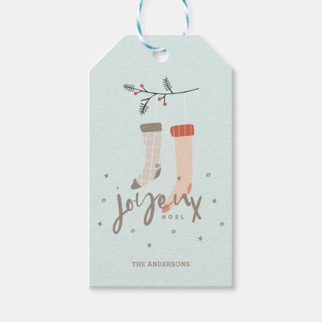 Joyeux Weihnachten Skandinavier Strumpf Weihnachte Geschenkanhänger (Vorderseite)