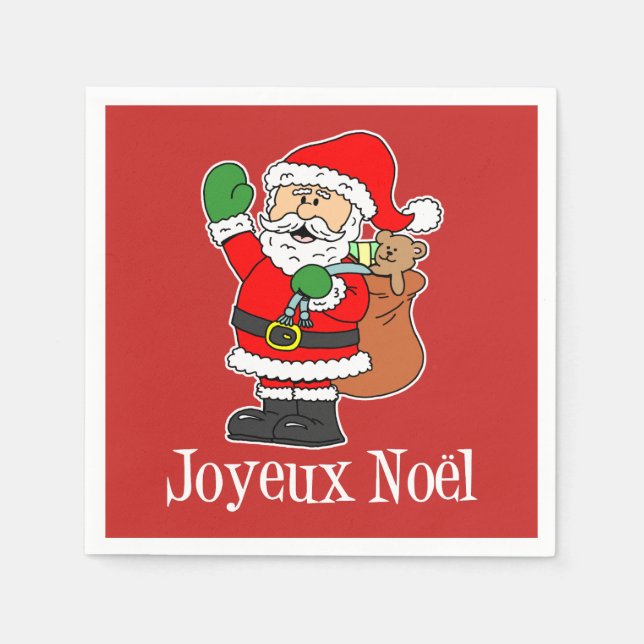 Joyeux Weihnachten Weihnachten Französisch (ON RED Serviette (Vorderseite)