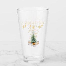Joyeux Weihnachten Weihnachtsbaum Gold Schneeflock Glas
