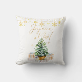 Joyeux Weihnachten Weihnachtsbaum Gold Schneeflock Kissen