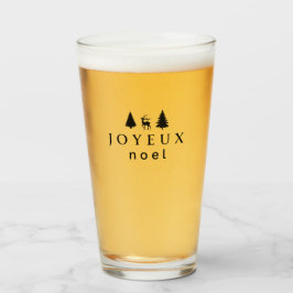 Joyeux Weihnachten Weihnachtsdesign mit Schneefloc Glas