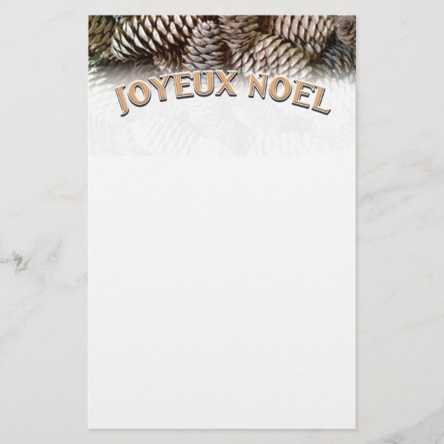 Joyeux Weihnachten Weihnachtsfeiertag Pine Cone Briefpapier (Vorderseite)
