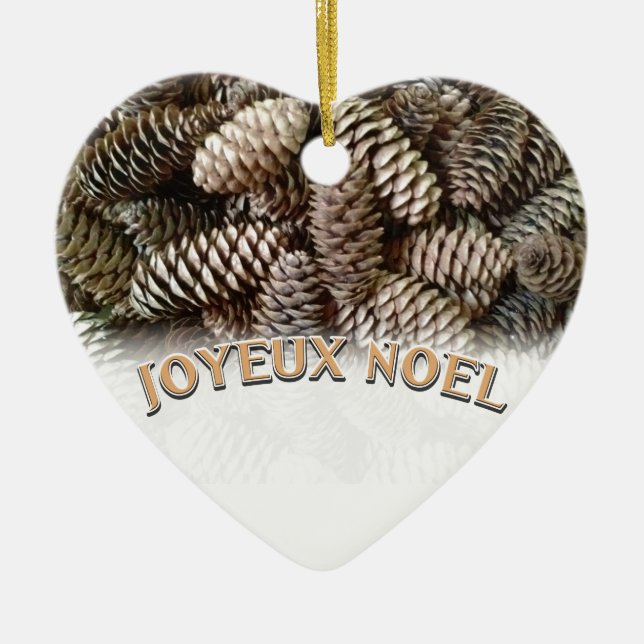 Joyeux Weihnachten Weihnachtsfeiertag Pine Cone Keramik Ornament (Vorne)